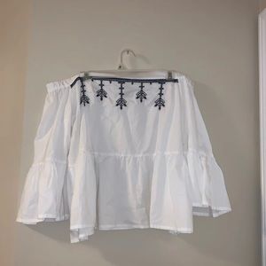 Off the shoulder peplum top with bell sleeves